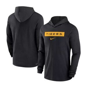NIKE DRI-FIT Sideline Hoodie Performance T-Shirt Long Sleeve BLACK LSU Tigers XL